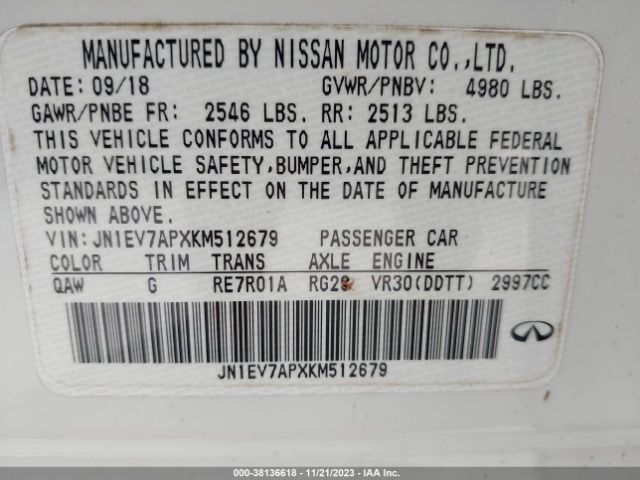 Photo 8 VIN: JN1EV7APXKM512679 - INFINITI Q50 