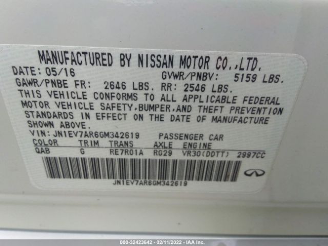 Photo 8 VIN: JN1EV7AR6GM342619 - INFINITI Q50 PREMIU 