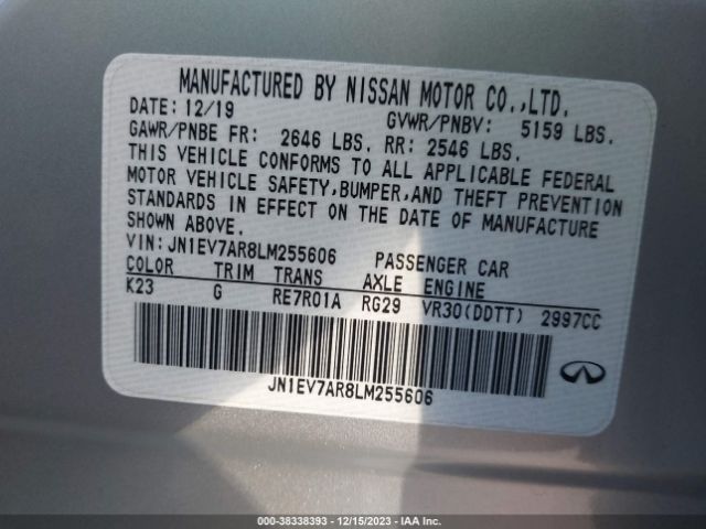 Photo 8 VIN: JN1EV7AR8LM255606 - INFINITI Q50 