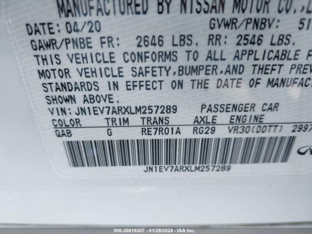 Photo 8 VIN: JN1EV7ARXLM257289 - INFINITI Q50 