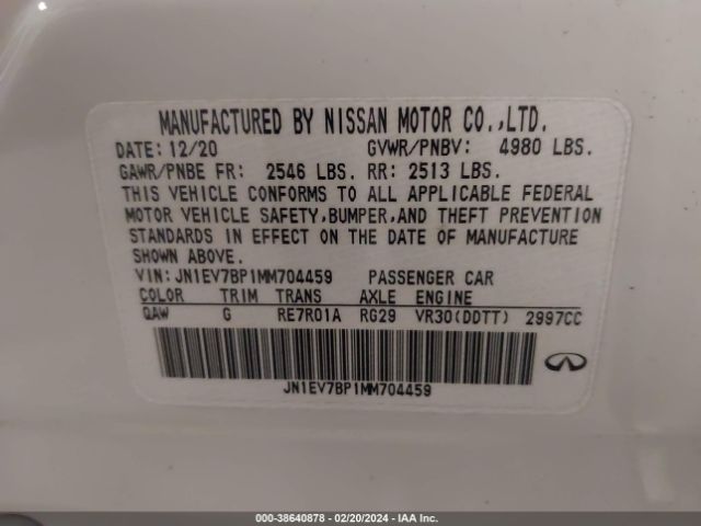 Photo 8 VIN: JN1EV7BP1MM704459 - INFINITI Q50 