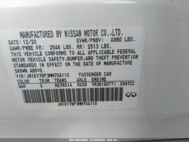 Photo 8 VIN: JN1EV7BP3MM704110 - INFINITI Q50 