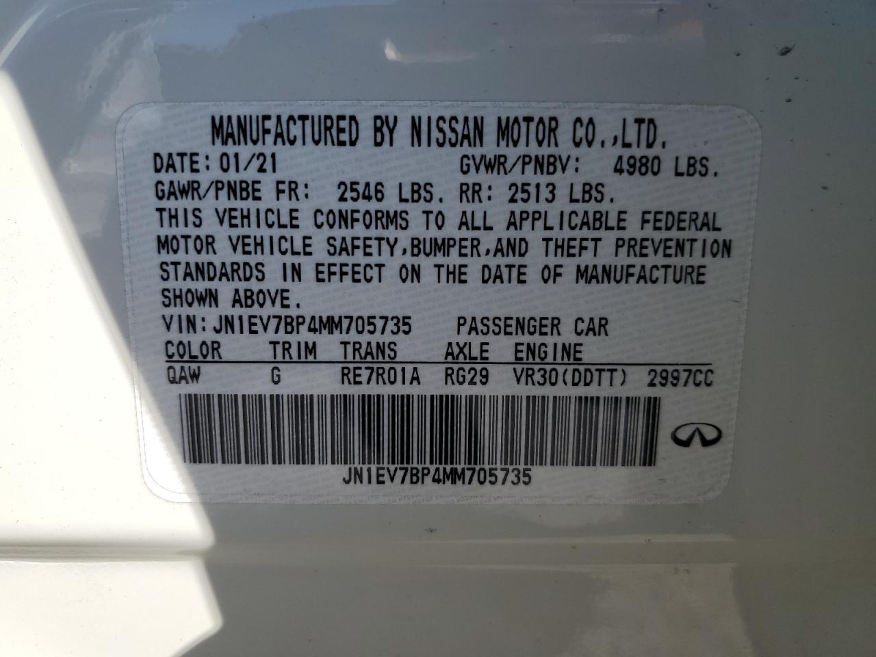 Photo 12 VIN: JN1EV7BP4MM705735 - INFINITI Q50 