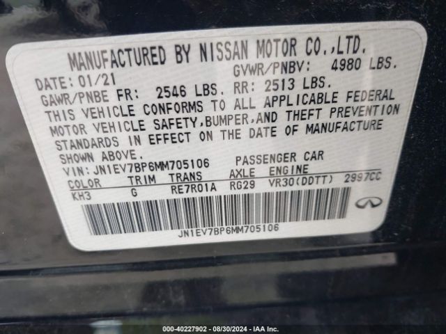 Photo 8 VIN: JN1EV7BP6MM705106 - INFINITI Q50 