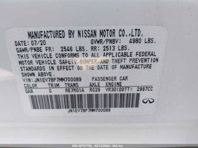 Photo 8 VIN: JN1EV7BP7MM700089 - INFINITI Q50 