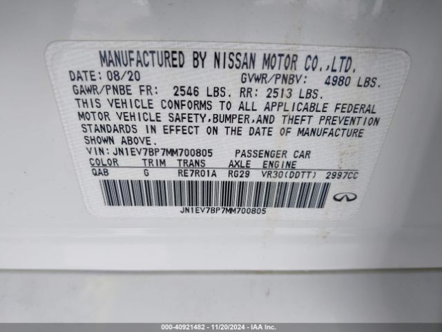 Photo 8 VIN: JN1EV7BP7MM700805 - INFINITI Q50 