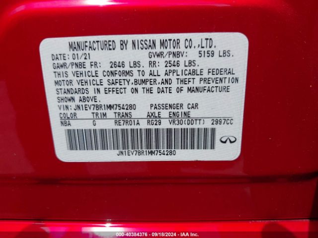 Photo 8 VIN: JN1EV7BR1MM754280 - INFINITI Q50 