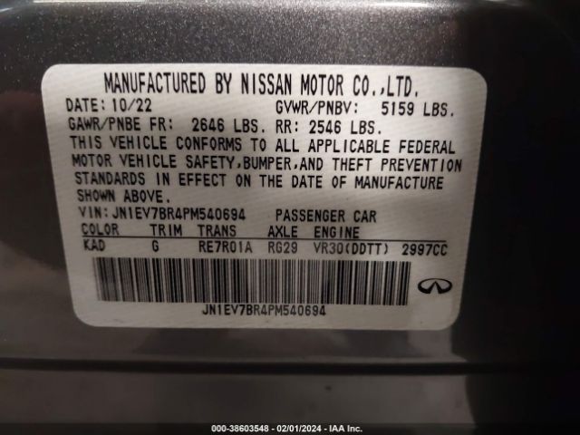 Photo 8 VIN: JN1EV7BR4PM540694 - INFINITI Q50 