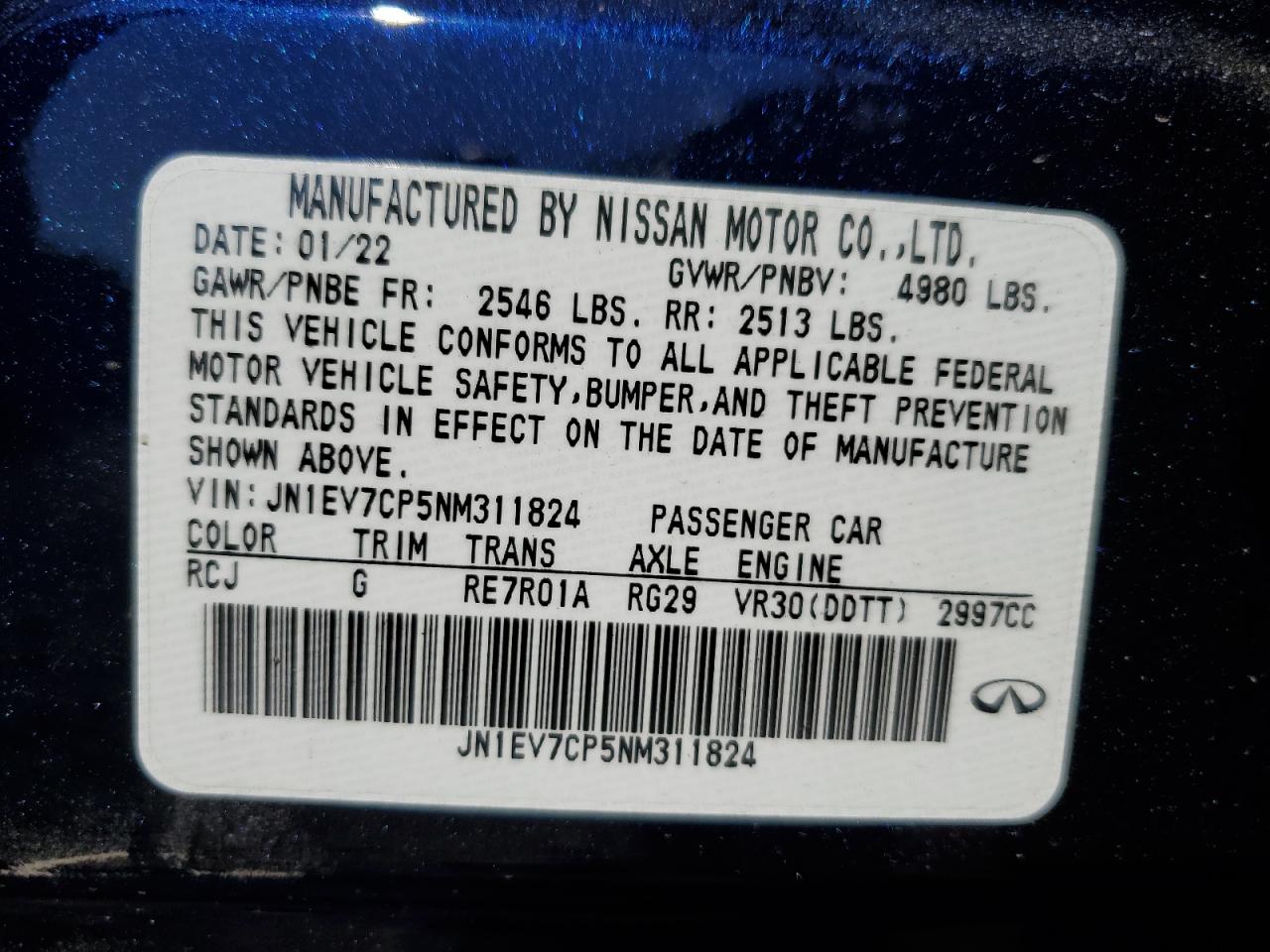 Photo 11 VIN: JN1EV7CP5NM311824 - INFINITI Q50 