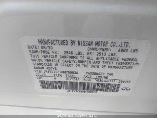 Photo 8 VIN: JN1EV7CP9MM700934 - INFINITI Q50 