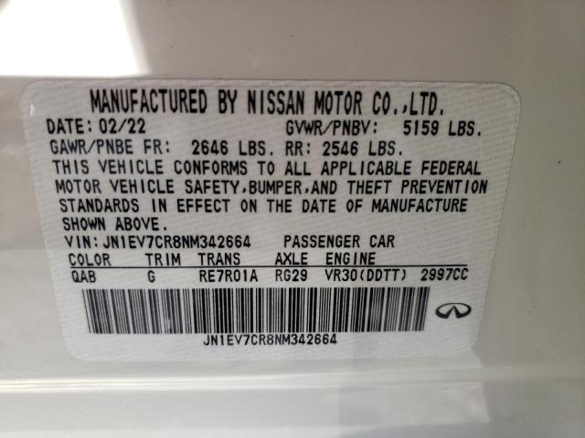 Photo 9 VIN: JN1EV7CR8NM342664 - INFINITI Q50 SENSOR 