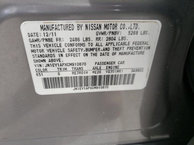 Photo 9 VIN: JN1EY1APXCM910870 - INFINITI M35H 