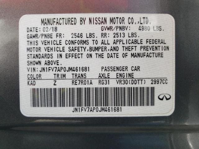 Photo 9 VIN: JN1FV7AP0JM461681 - INFINITI Q50 RED SP 