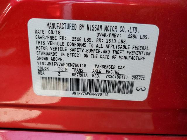 Photo 11 VIN: JN1FV7AP0KM760119 - INFINITI Q50 RED SP 