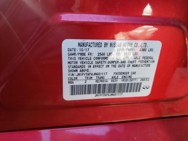 Photo 9 VIN: JN1FV7AP4JM461117 - INFINITI Q50 RED SP 