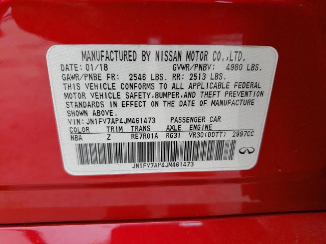 Photo 9 VIN: JN1FV7AP4JM461473 - INFINITI Q50 RED SP 