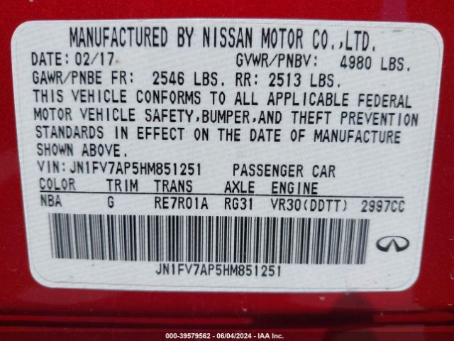 Photo 8 VIN: JN1FV7AP5HM851251 - INFINITI Q50 