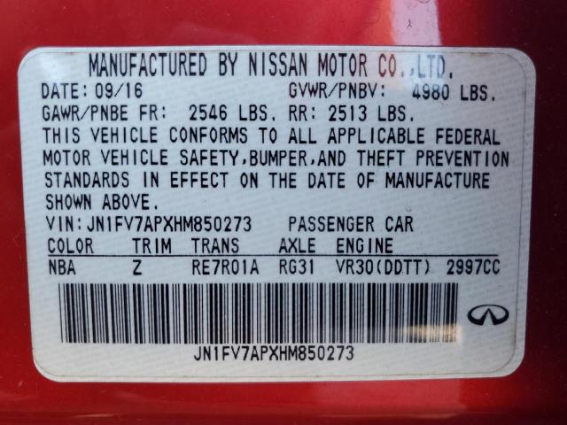 Photo 12 VIN: JN1FV7APXHM850273 - INFINITI Q50 RED SP 