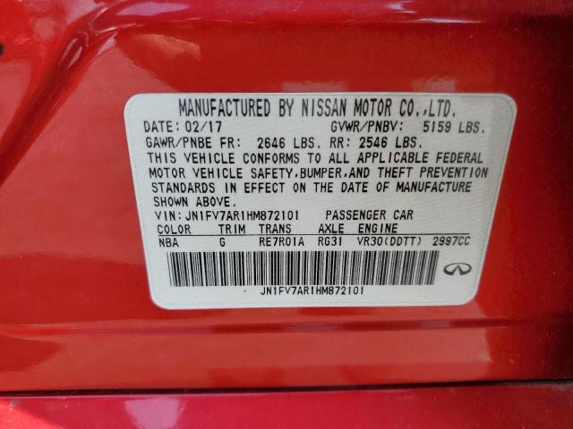 Photo 11 VIN: JN1FV7AR1HM872101 - INFINITI Q50 RED SP 