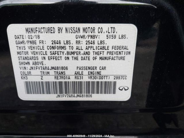 Photo 8 VIN: JN1FV7AR4JM481806 - INFINITI Q50 