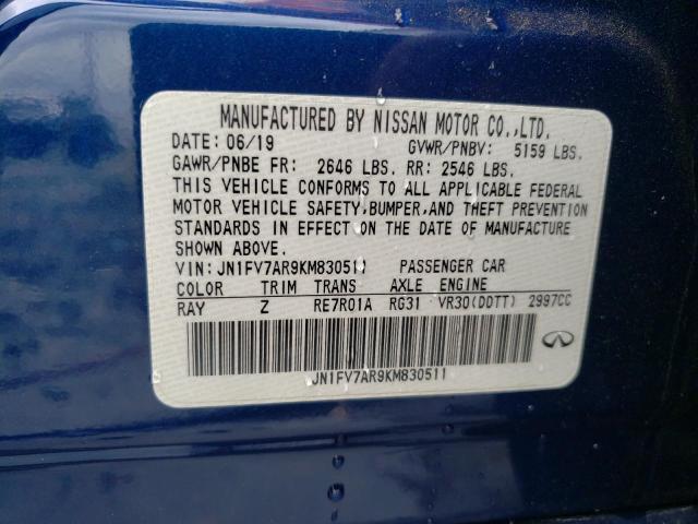 Photo 11 VIN: JN1FV7AR9KM830511 - INFINITI Q50 RED SP 