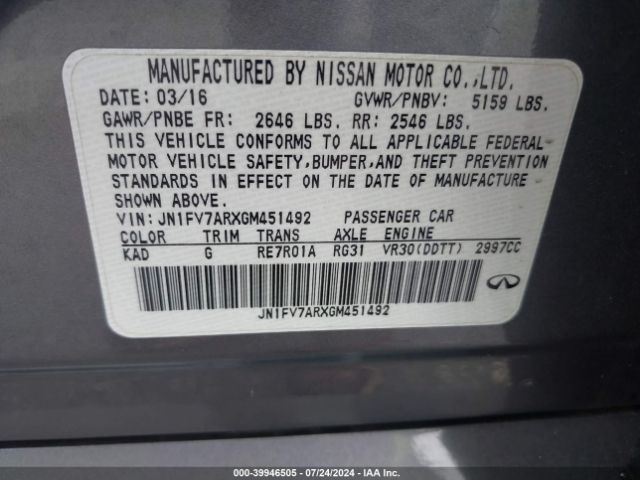 Photo 8 VIN: JN1FV7ARXGM451492 - INFINITI Q50 