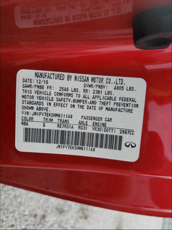 Photo 9 VIN: JN1FV7EK0HM611149 - INFINITI Q60 RED SP 