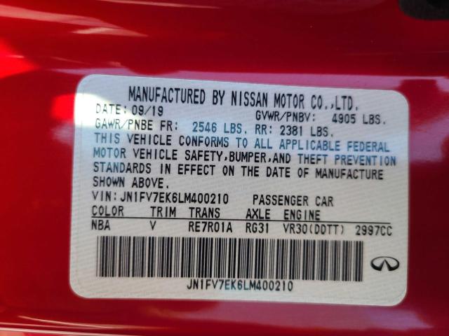 Photo 9 VIN: JN1FV7EK6LM400210 - INFINITI Q60 RED SP 