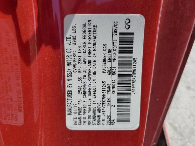 Photo 11 VIN: JN1FV7EK7HM611245 - INFINITI Q60 RED SP 