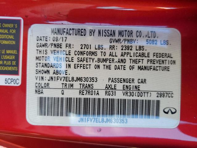 Photo 9 VIN: JN1FV7EL8JM630353 - INFINITI Q60 RED SP 