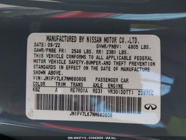 Photo 8 VIN: JN1FV7LK7NM660606 - INFINITI Q60 