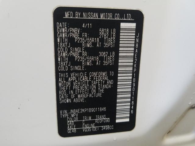 Photo 9 VIN: JN8AE2KP1B9011846 - NISSAN QUEST S 