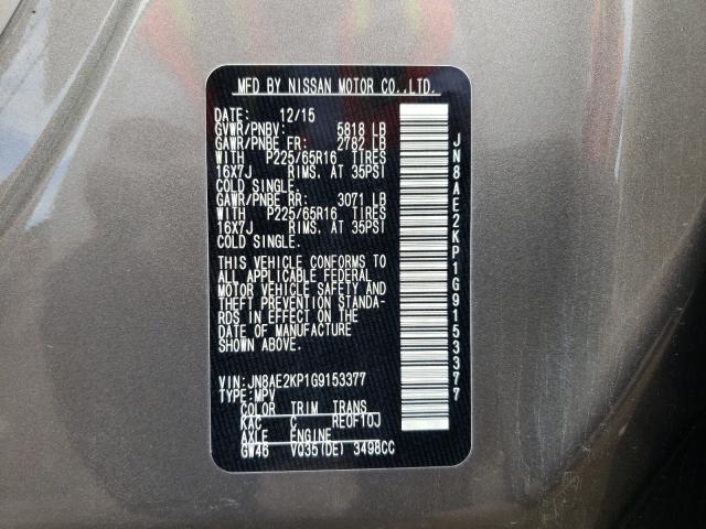 Photo 9 VIN: JN8AE2KP1G9153377 - NISSAN QUEST S 