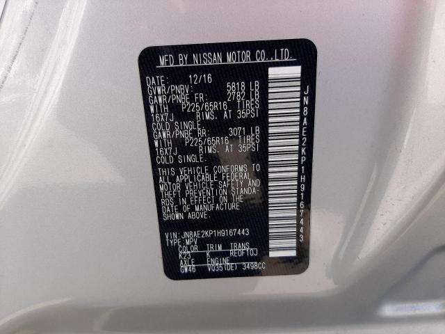 Photo 9 VIN: JN8AE2KP1H9167443 - NISSAN QUEST S 