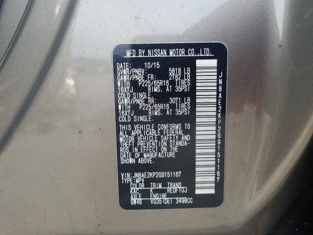 Photo 9 VIN: JN8AE2KP2G9151167 - NISSAN QUEST S 