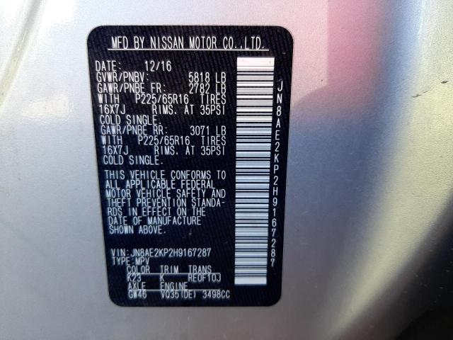 Photo 9 VIN: JN8AE2KP2H9167287 - NISSAN QUEST S 