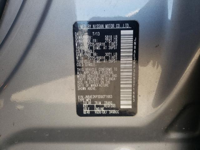 Photo 9 VIN: JN8AE2KP3D9071663 - NISSAN QUEST S 