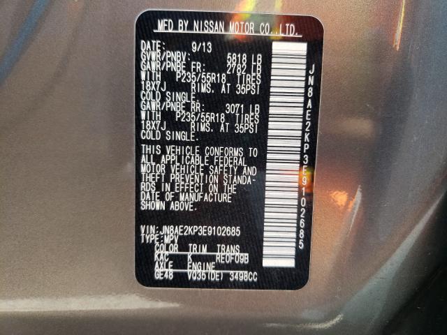 Photo 9 VIN: JN8AE2KP3E9102685 - NISSAN QUEST S 