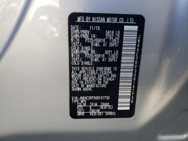 Photo 12 VIN: JN8AE2KP3G9151730 - NISSAN QUEST S 