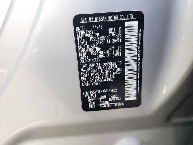 Photo 9 VIN: JN8AE2KP3G9152862 - NISSAN QUEST S 