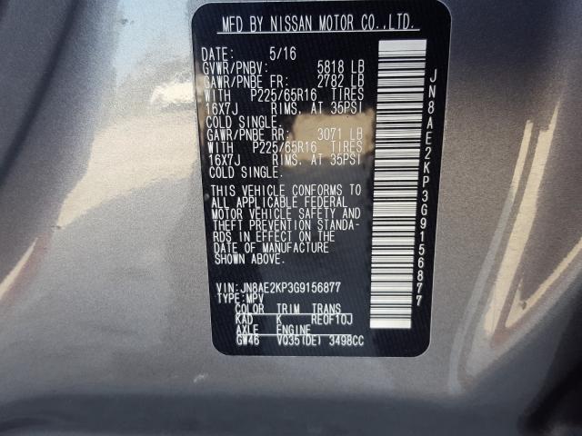 Photo 9 VIN: JN8AE2KP3G9156877 - NISSAN QUEST S 