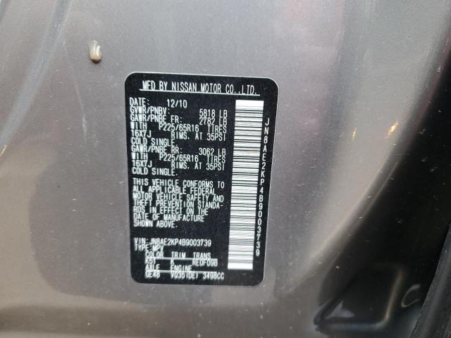 Photo 12 VIN: JN8AE2KP4B9003739 - NISSAN QUEST 