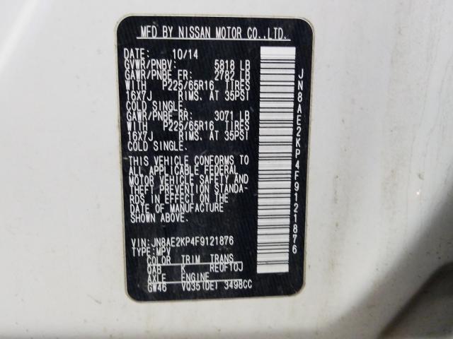 Photo 9 VIN: JN8AE2KP4F9121876 - NISSAN QUEST S 