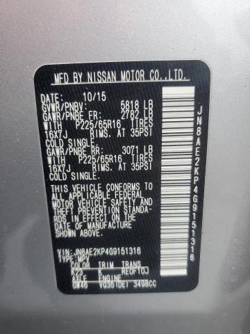 Photo 12 VIN: JN8AE2KP4G9151316 - NISSAN QUEST S 