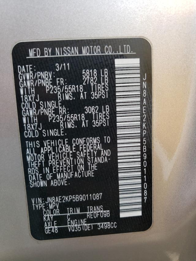 Photo 9 VIN: JN8AE2KP5B9011087 - NISSAN QUEST S 