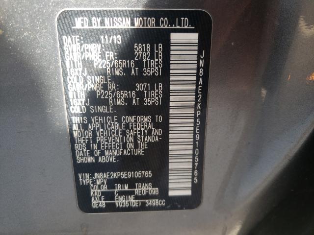 Photo 9 VIN: JN8AE2KP5E9105765 - NISSAN QUEST S 