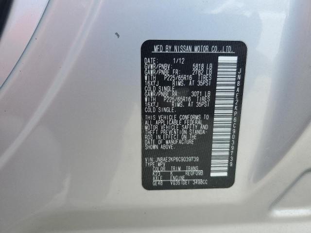 Photo 12 VIN: JN8AE2KP6C9039739 - NISSAN QUEST 