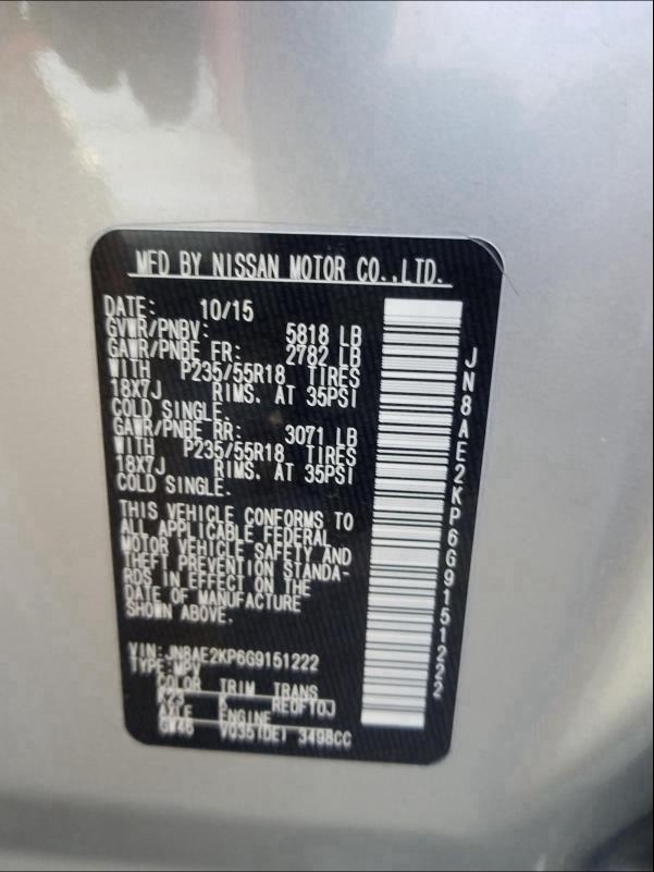 Photo 9 VIN: JN8AE2KP6G9151222 - NISSAN QUEST 