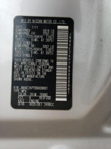 Photo 12 VIN: JN8AE2KP7B9008661 - NISSAN QUEST S 