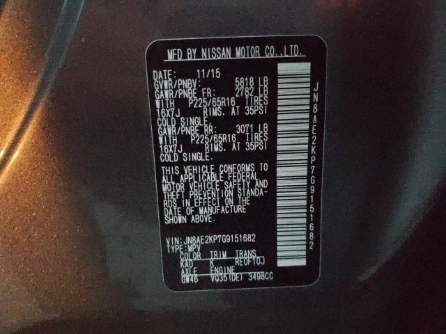 Photo 9 VIN: JN8AE2KP7G9151682 - NISSAN QUEST S 